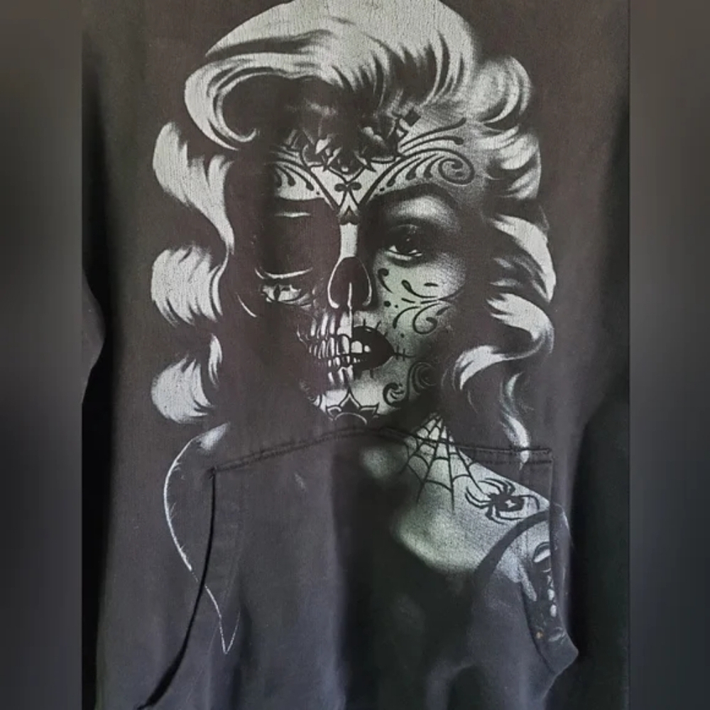 TEN | Marilyn Monroe Skull Pullover Hoodie sz S [flaw] - Picture 2 of 8